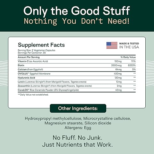 Miniatura 4 de Adapt Naturals Inner Radiance - Vitaminas para la piel y las uñas para mujeres y hombres con biotina, colágeno, ácido hialurónico, vitamina C y