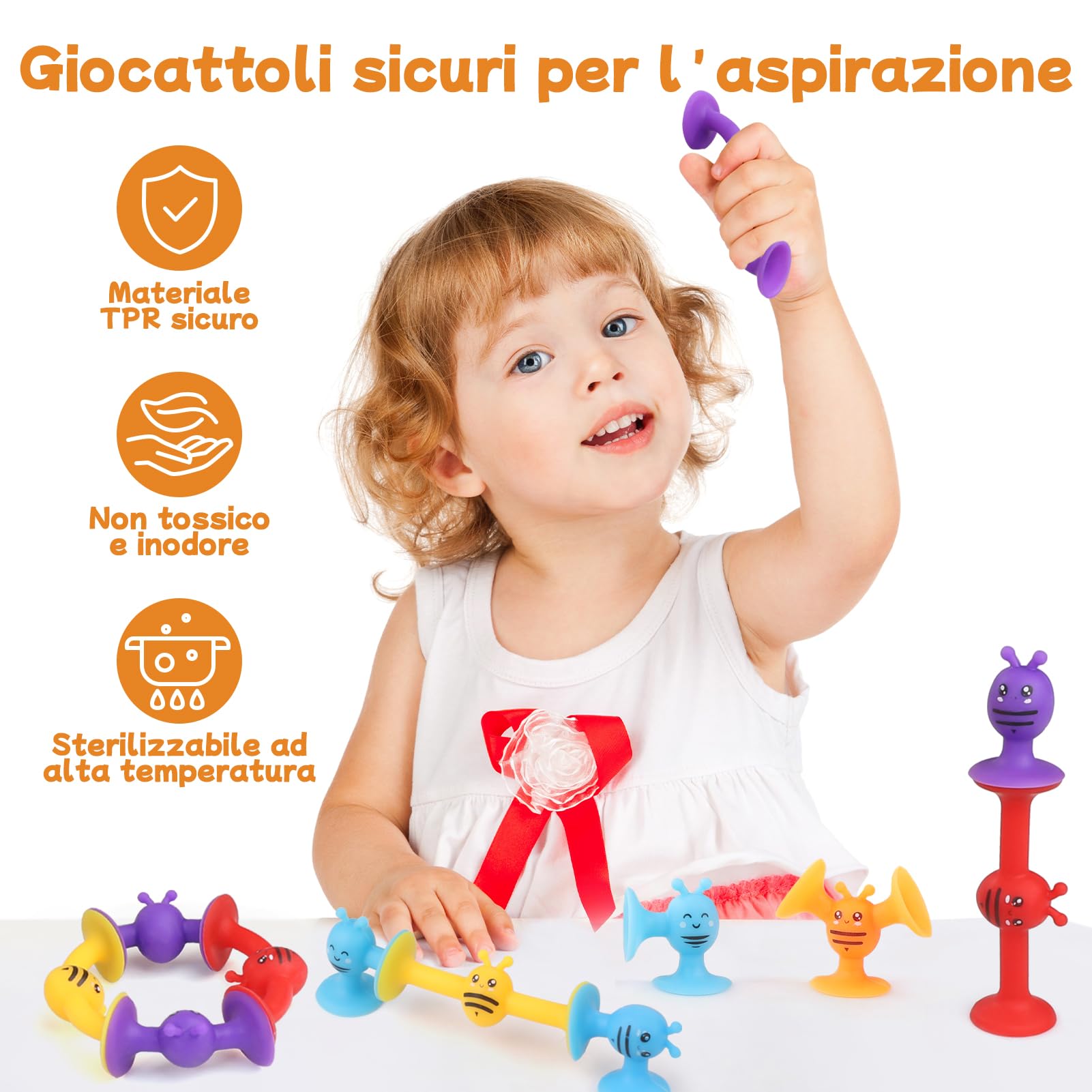Giocattoli da bagno per bambini, set da 12 pezzi, con ventosa, giocattolo per bambini a partire da 1 2 3 4 anni, rete da pesca, gioco di squirting, giocattolo di Natale, vasca