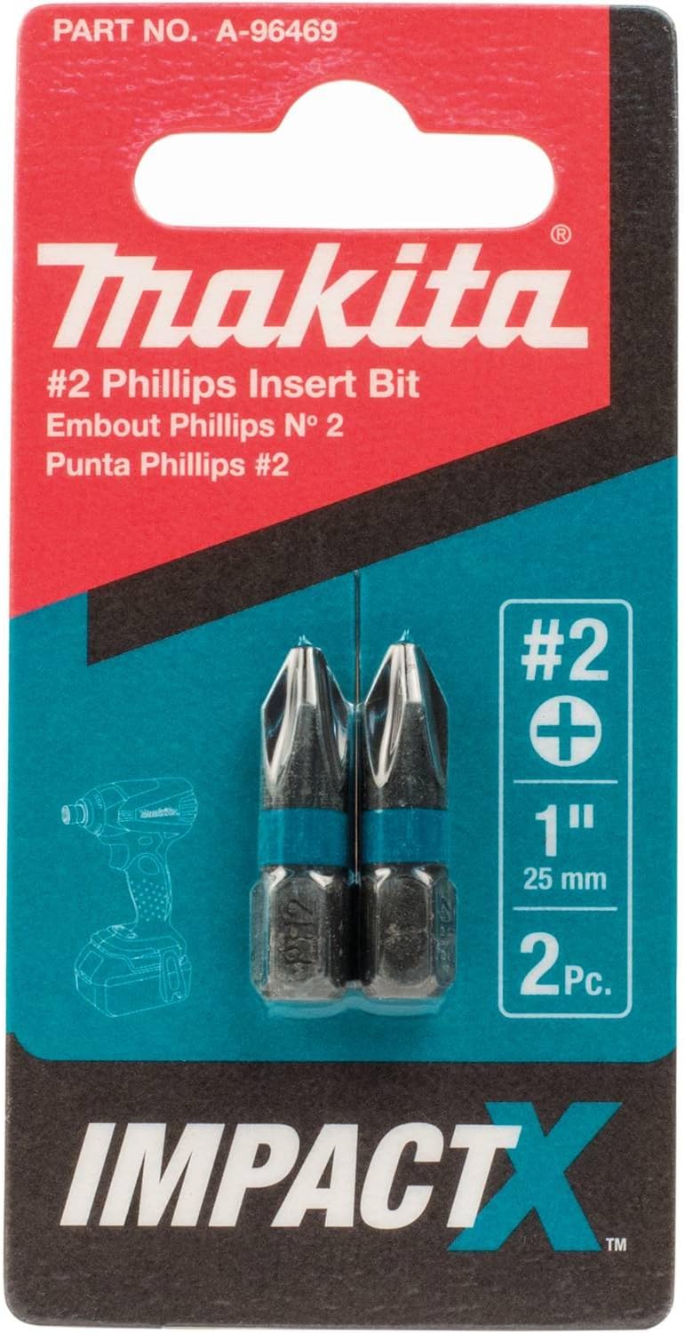 Makita A-96469 Impactx 2 Phillips 1″ Insert Bit, 2 Pack