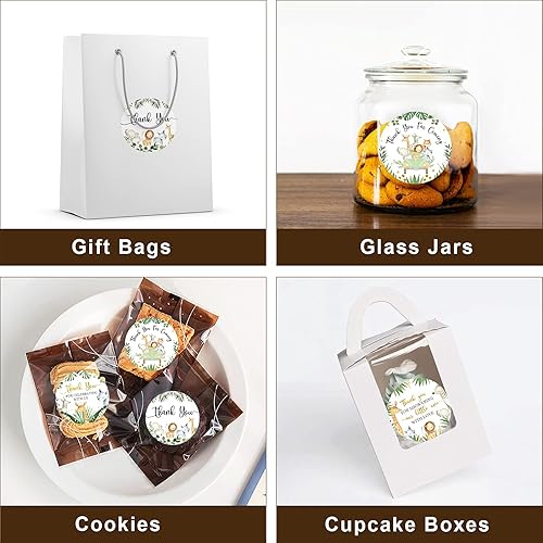 Miniatura 4 de 80 calcomanías de agradecimiento de safari en la selva, calcomanías de agradecimiento para baby shower, decoración de animales salvajes para fiesta