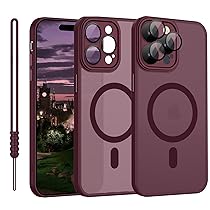 YUANDMI Cover Magnetica per iPhone 15 Pro Max Compatibile con MagSafe, Custodia Per iPhone 15 Pro Max Traslucida Opaca Case Ultra-Sottile Silicone Anti-Scivolo Resistente ai Graffi, Prugna