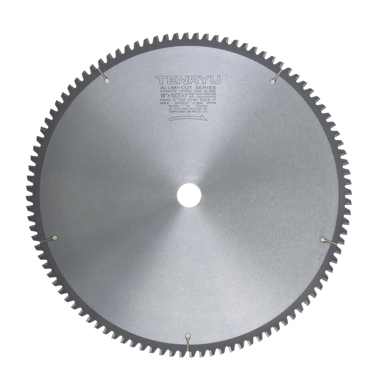Tenryu AC-355100DN 14" Carbide Tipped Saw Blade (100 Tooth TCG Grind - 1" Arbor - 0.118 Kerf)