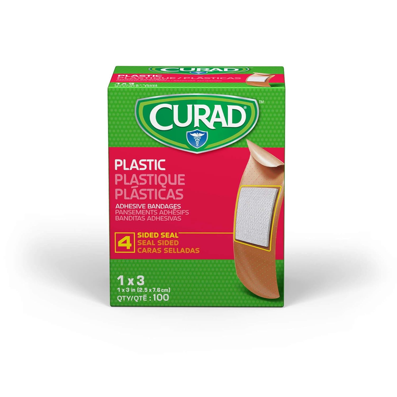 CURAD Plastic Adhesive Bandages 1" x 3", Not Made from