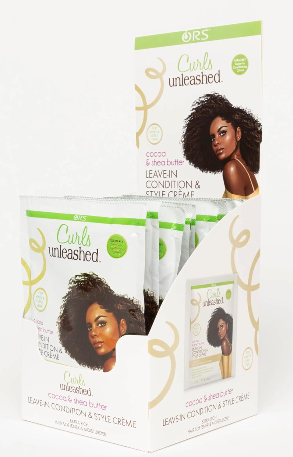 ORS Curls Unleashed Cocoa & Shea Butter Leave In Conditioner & Style Creme Travel Packet 1.7 Ounce (Pack of 12)
