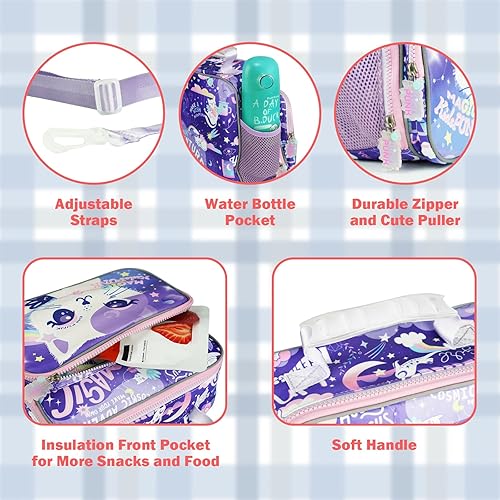 Miniatura 3 de KidsPUNK Lonchera para niños y niñas, lonchera aislada, lonchera Bento para niños, bonita lonchera para perros para niñas, lonchera aislada para