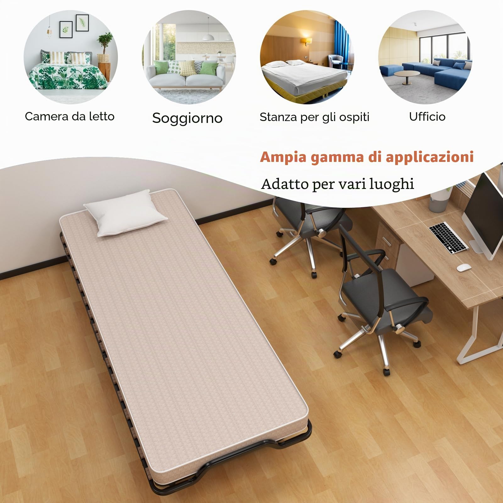 GIANTEX Letto Singolo Pieghevole con Materasso e Portata 120 kg