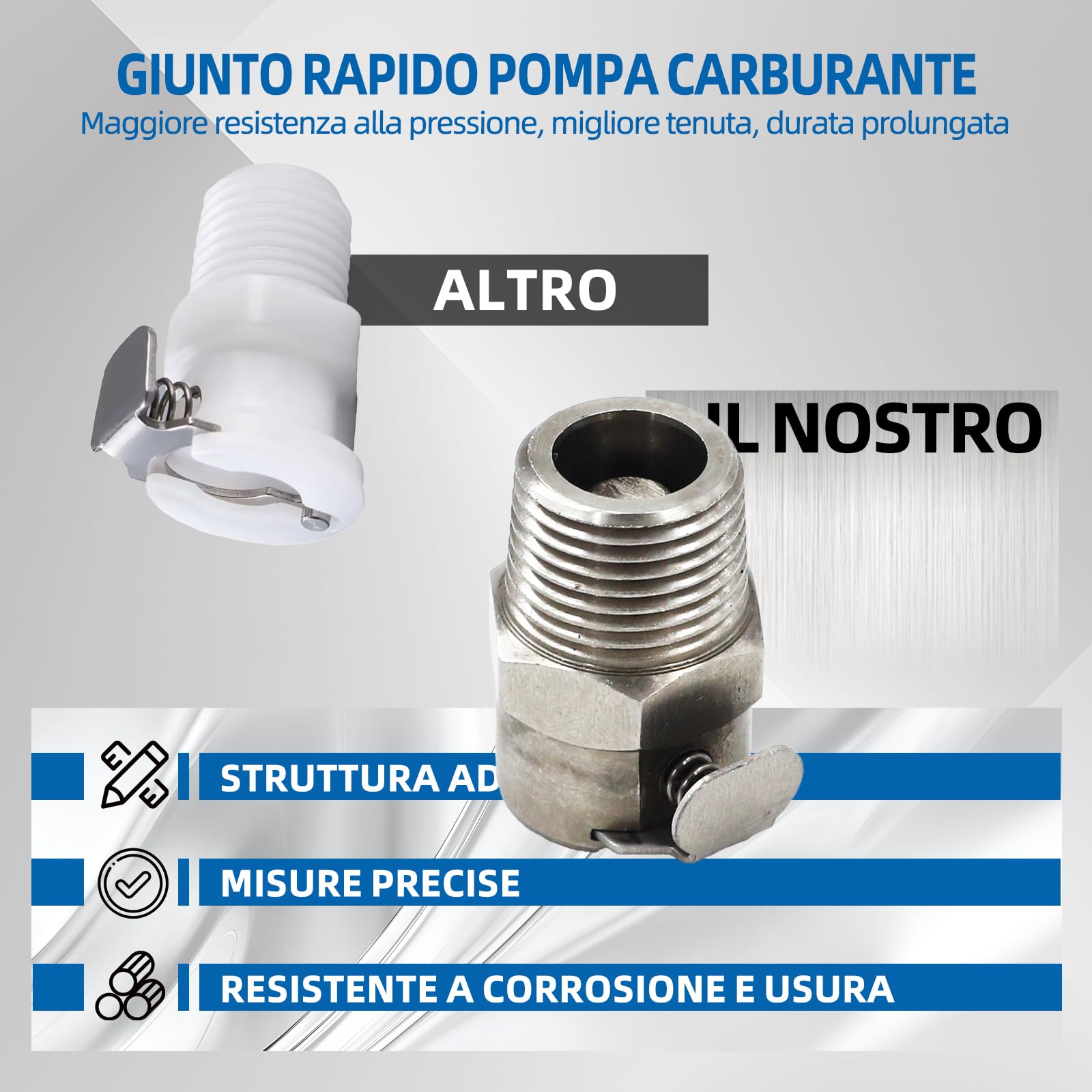 Kit di riparazione con attacco rapido per pompa carburante in metallo per BMW R1200GS / R1200R / R1200RT / K1200R / K1200S / K1200GT. Attacco rapido da 3/8 di pollice.
