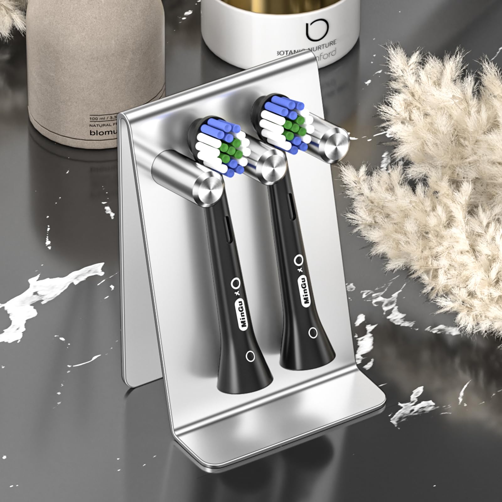 YAYINLI Electric Toothbrush Head Holder, Self Adhesive or Tabletop Tooth Brushing Holder, Stainless Steel Wall Mounted Shower Toothbrush Holders for Bathroom, Tooth Brush Holder Organiser Brushed