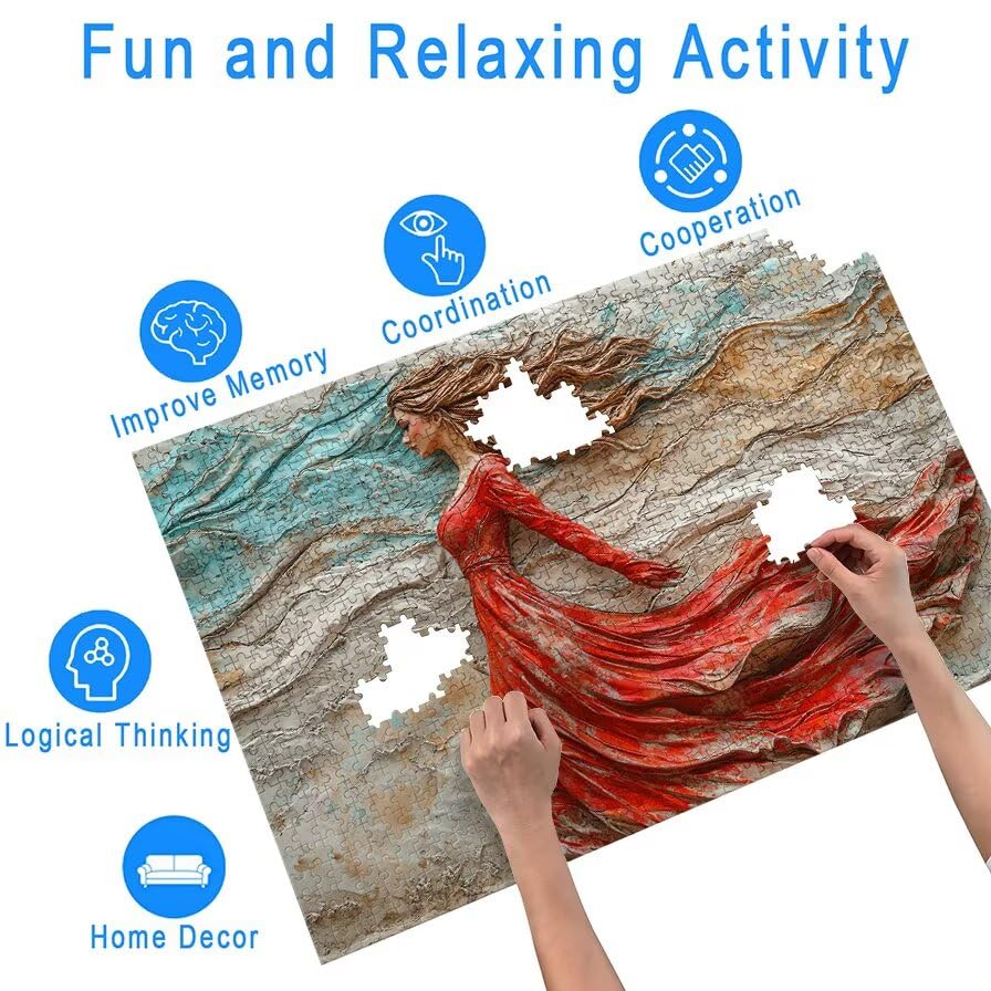 Puzzle 1500 Piezas Moda para Adultos, Puzzle Playa de Madera con Caja Regalo para Adultos, Rompecabezas Desafiante para Toda la Familia, Rompecabezas para Regalo Mujer/Hombre, Home Decoration, -6471