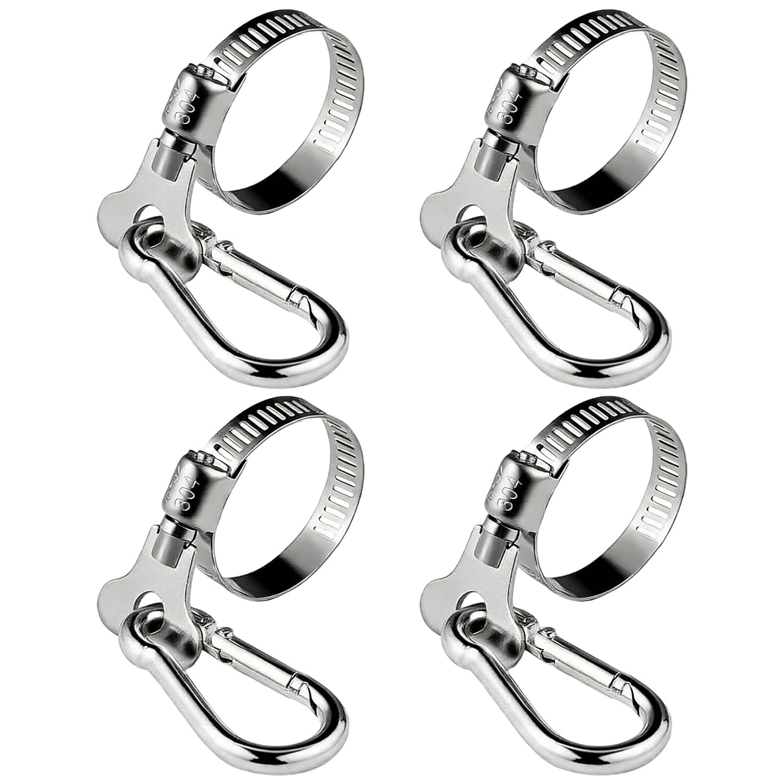 4 Pack Anti-Tangle 304 Stainless Steel Flagpole Rings with Carabiner