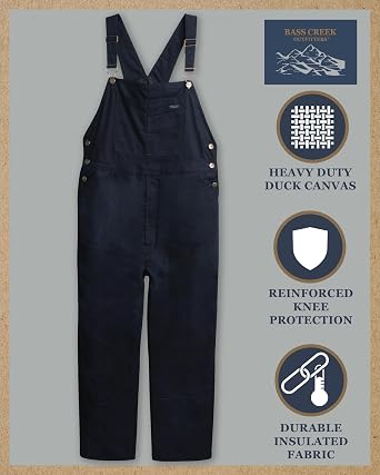 Bass Creek Outfitters Mens Bibs Overalls - Heavy Duty Duck Canvas Safety Workwear Insulated Bibs Overalls for Men