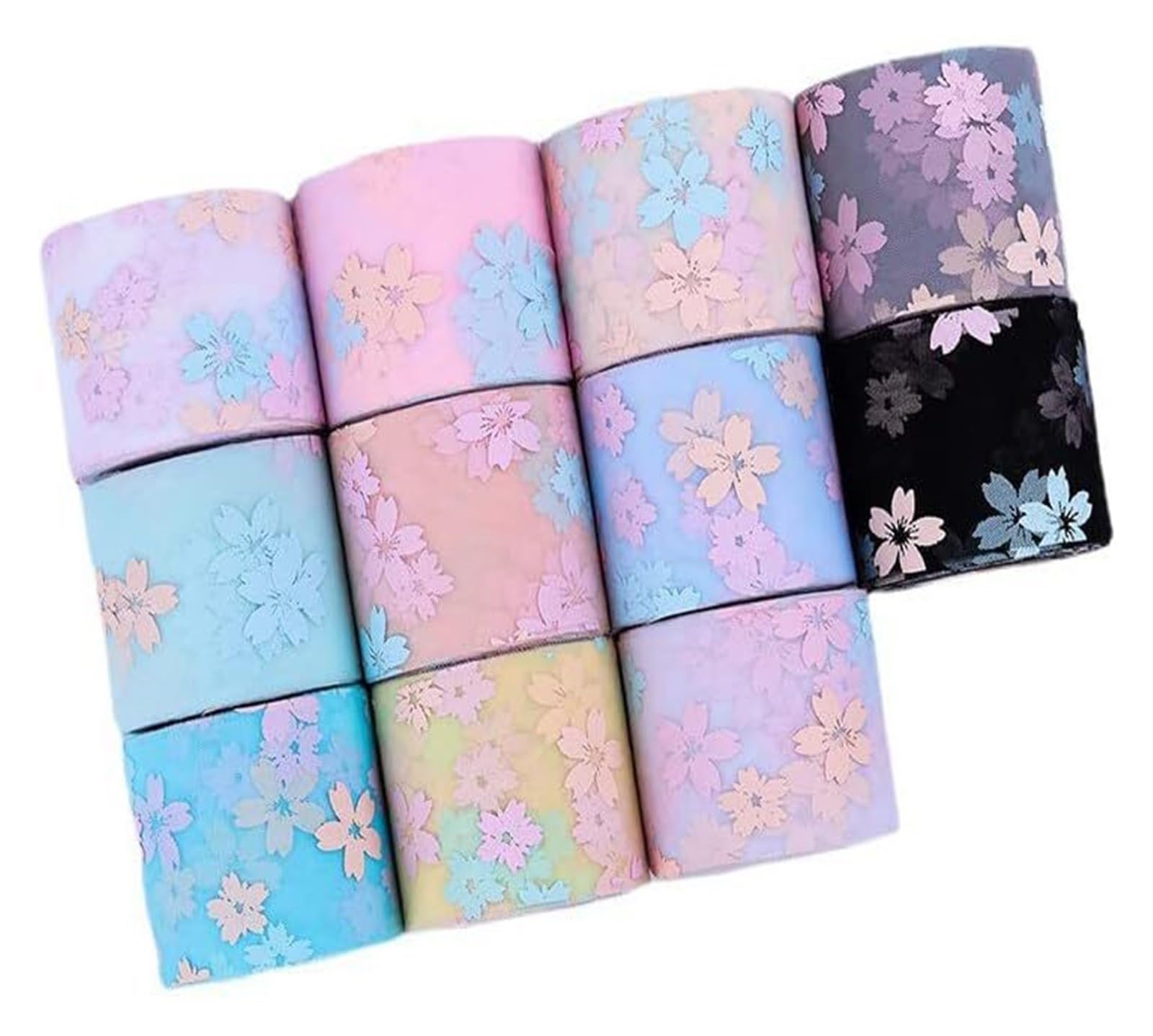 rolki wstążek z organzy, Wstążka do pakowania prezentów z organzy 25 jardów 3/4 cala Kwiatowy nadruk Multicolor DIY Craft(Pink)