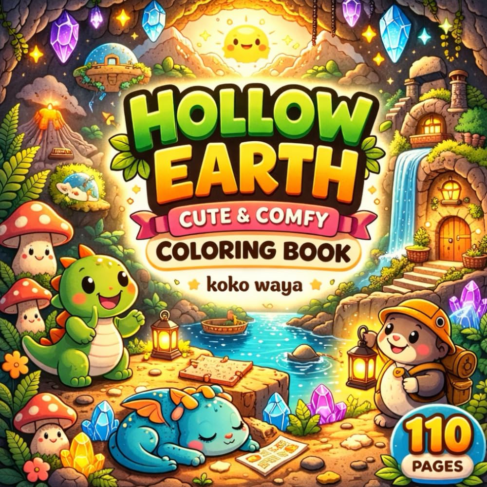 hollow earth coloring book: Mystical Underground Worlds, Ancient Civilizations, Cozy Fantasy Adventure Pages for Relaxation and Creative Escape