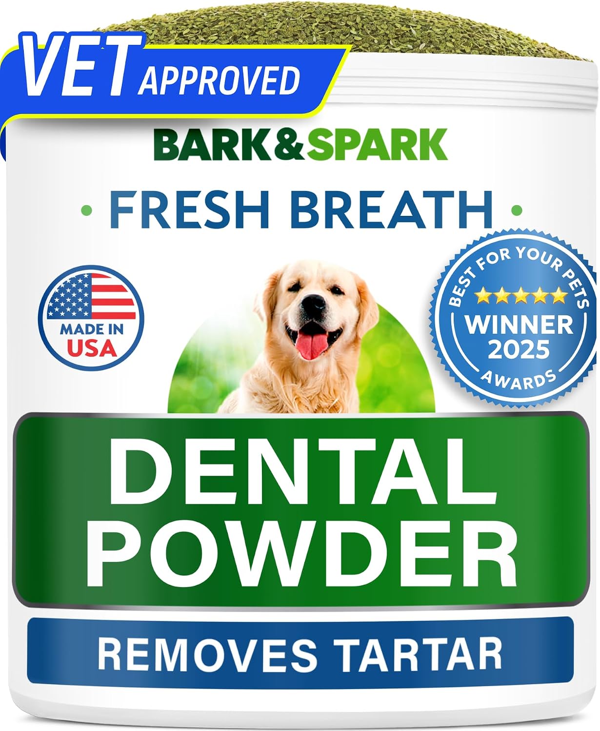 BARK&SPARK Dog Teeth Cleaning Powder & Breath Freshener, Dental Powder Cleaner for Bright Dog Teeth, Plaque and Tartar Advanced Remover for Dogs, Pet Oral Care with Bright Pro Formula – 30 Servings