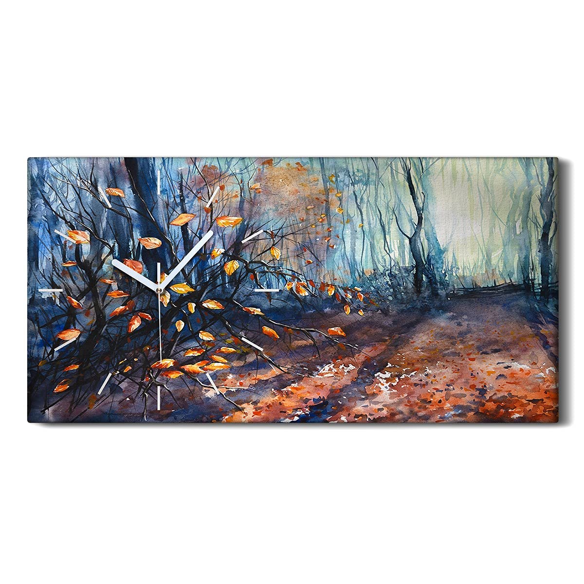 Horloge sur Toile Deco Salon Moderne - Pendule Murale Silencieuse Forêt Abstrait 60x30