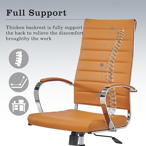 Miniatura 4 de Silla de escritorio ergonómica moderna, silla de oficina ejecutiva con reposabrazos, giratoria ajustable, cuero negro