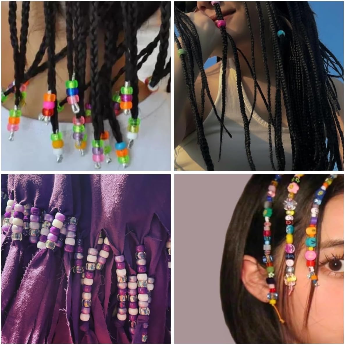 Purple Glitter Pony Beads (1200pcs 6x9mm), Pony Beads Bulk for Bracelets Necklace Jewelry Making, Arts & Crafts Beading Supplies for Jewelry Making, Hair Beading - Image 3