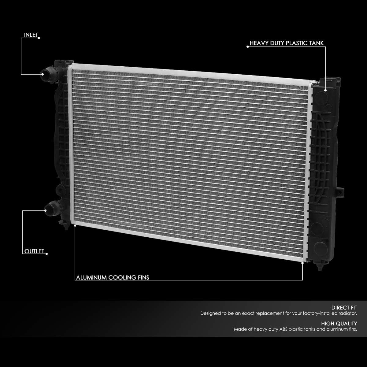 DNA Motoring OEM-RA-2192 DPI 2192 Factory Style Aluminum Cooling Radiator Compatible with 97-01 Audi A4 / 97-04 Passat 1.8 2.8L