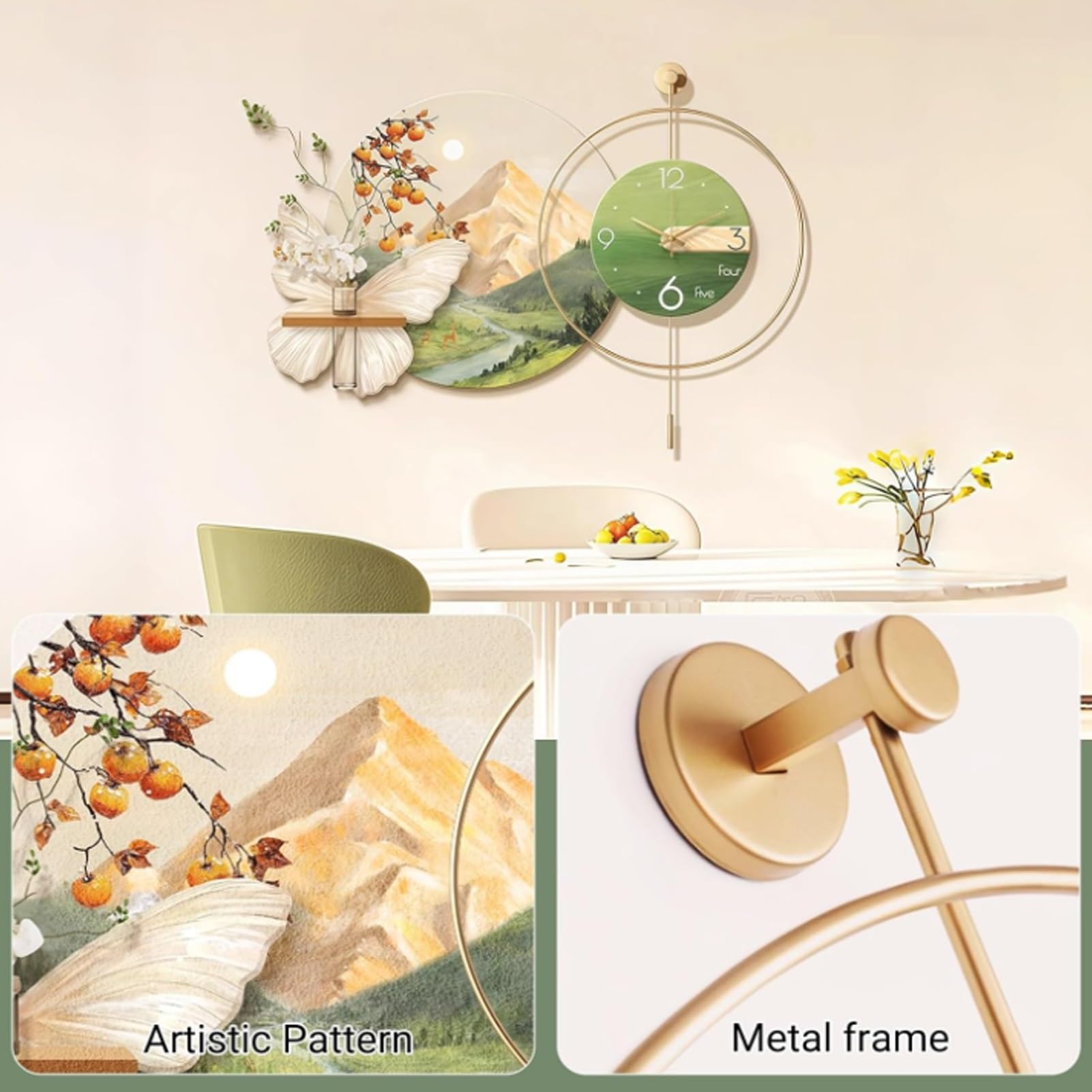 Zegar ścienny 3D z oświetleniem LED, nowoczesny, cichy, nietykający zegar do salonu, przedpokoju, jadalni, pływającej półki, mural 70 cm
