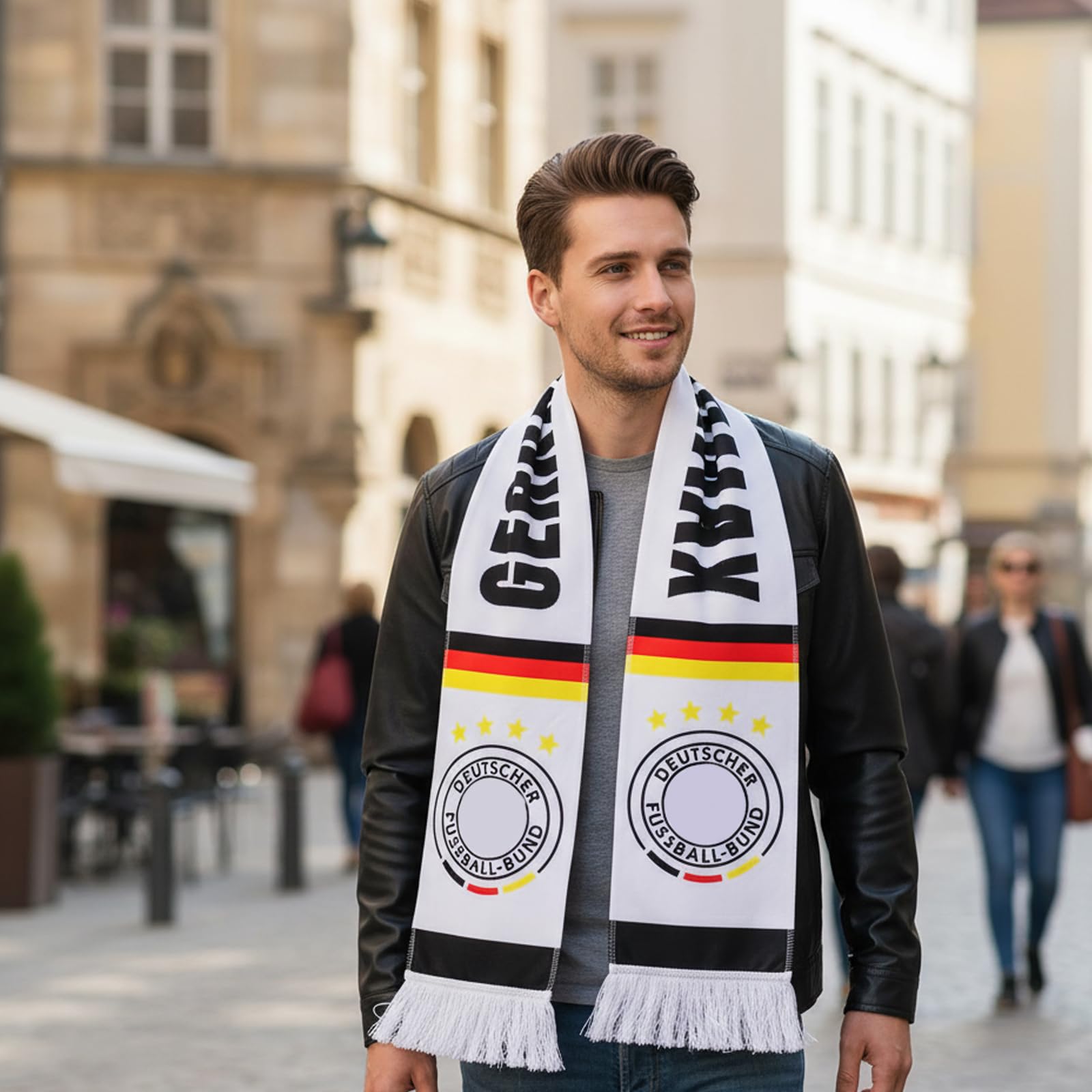 JrnSvp Deutschland Schal, Fussball WM 2026, 145 x 17 cm mit Fransen Fanartikel, Halstuch für Stadionbesuche und Nationalmannschaft Unterstützung - 4