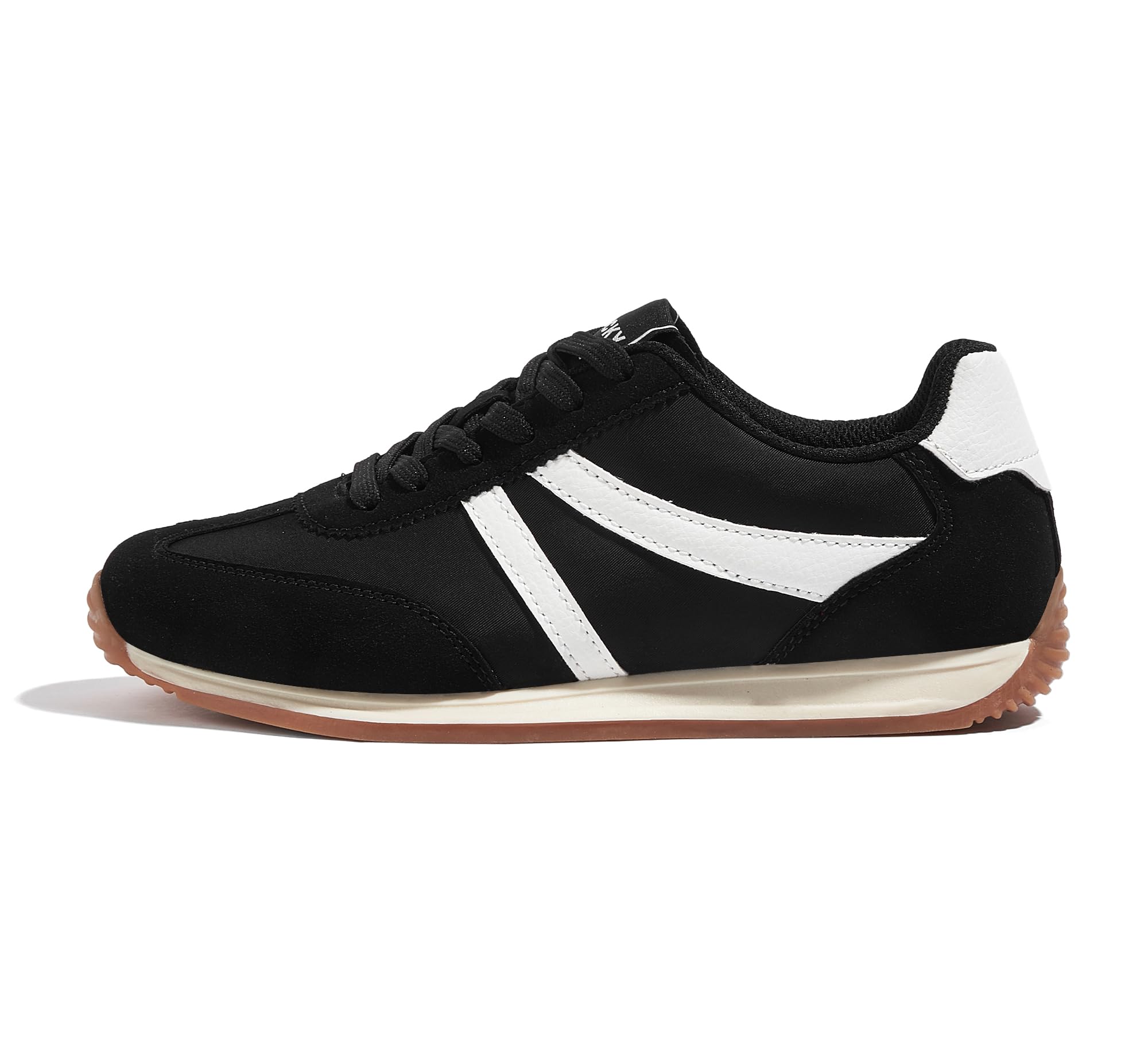 LUCKY STEP Zapatillas Mujer Retro de Perfil Bajo,Negro/Blanco,8US-38-5UK