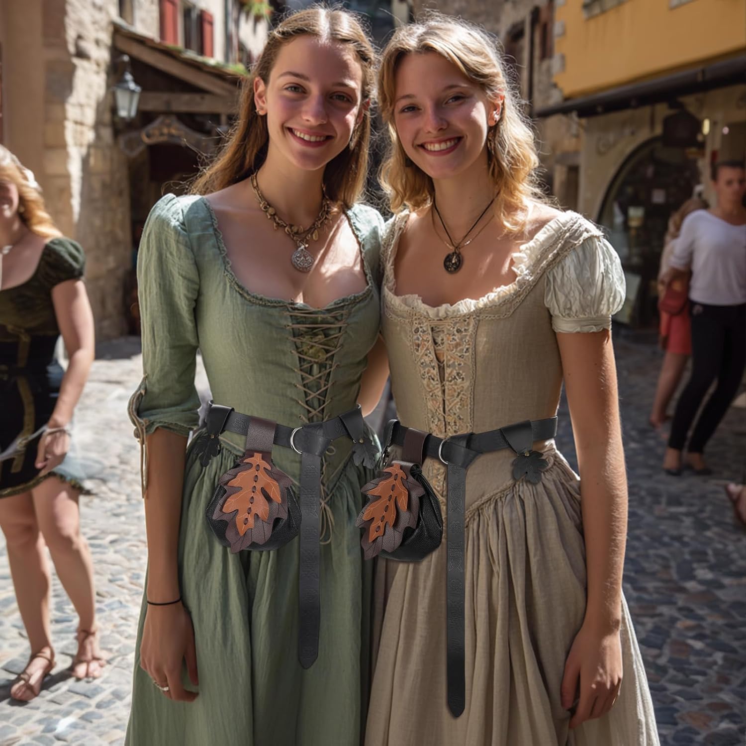 Women Renaissance Accessories Leather Belt Pouch Medieval Viking Skirt Hikes Renaissance Leaf Cosplay for Halloween - Image 7