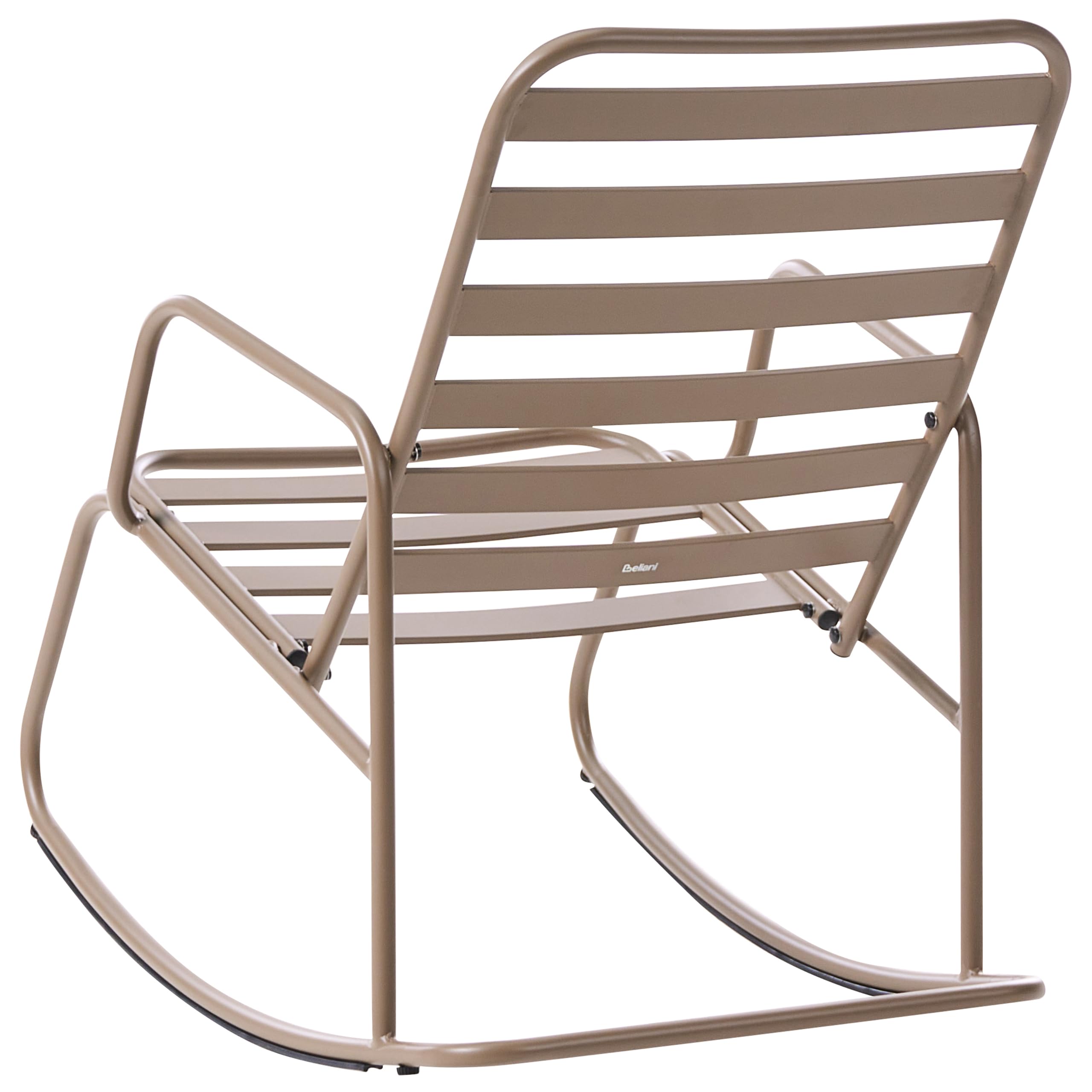 Beliani Sedia a dondolo da giardino moderna in metallo Design a doghe per esterni Alluminio Tortora