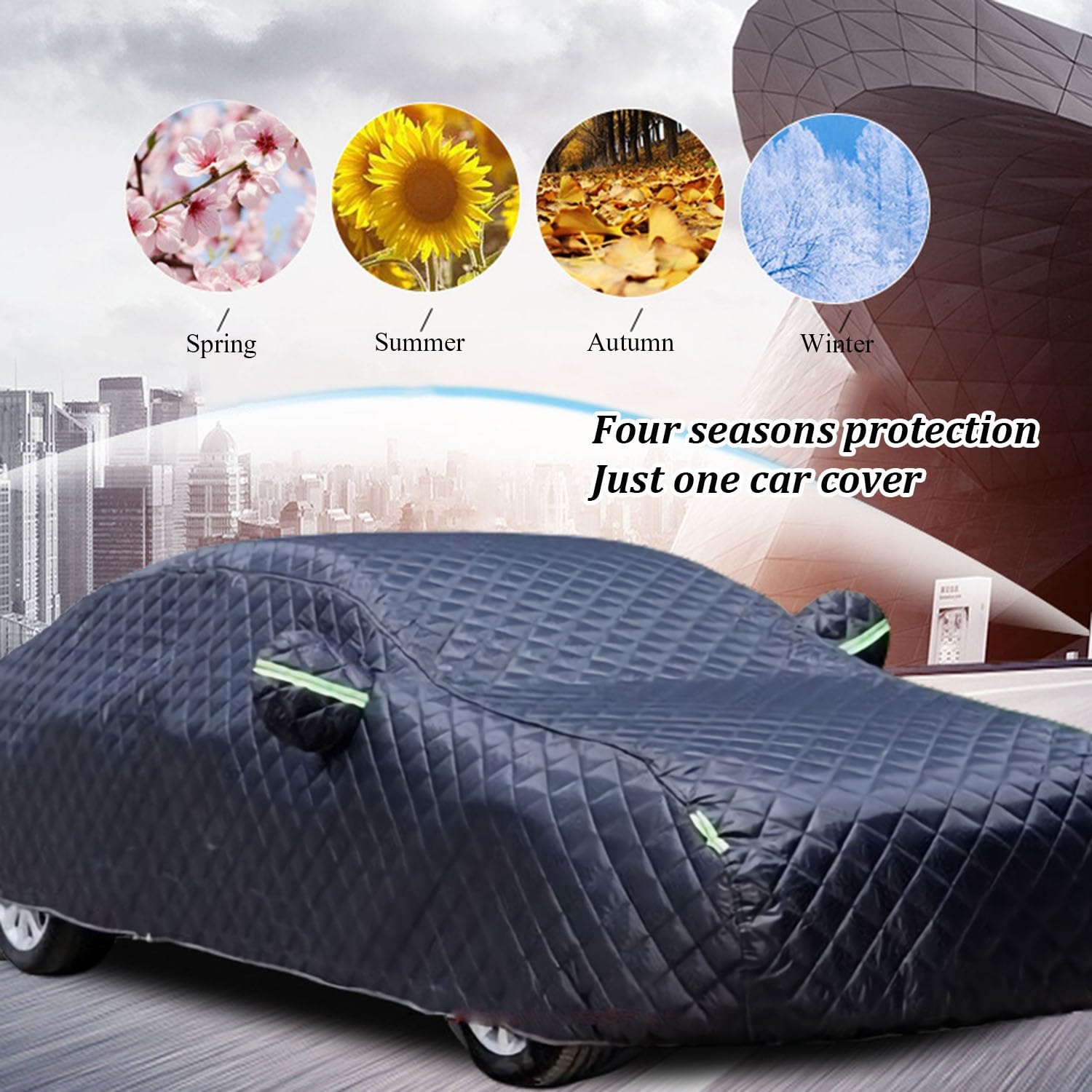 Hagelschutzplane Auto für MG ZS Hybrid+ Auto Abdeckplane Outdoor Autoabdeckung Hagelschutz Auto Schneefest Regenfest Staubdicht UV Beständig Und Reißfest,Schwarz-Full Car Cover