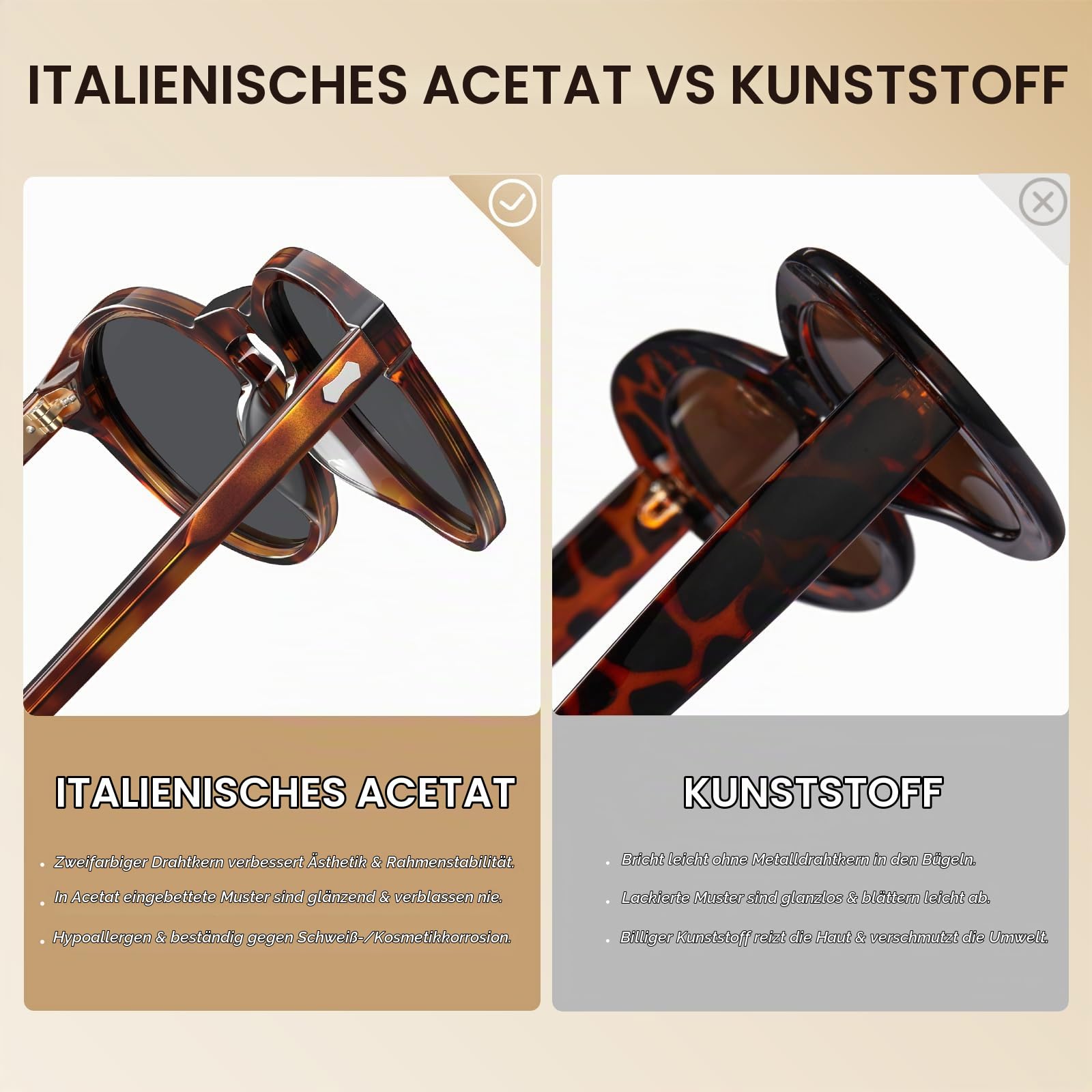 CARFIA Polarisierte Sonnenbrille Herren Runde Fahrenbrille mit Lederetui | Schöne Männer Brille mit angenehmer Abdunkelung, Leicht, Tägliche UV Schutz, Für Autofahren, Angeln, Wandern