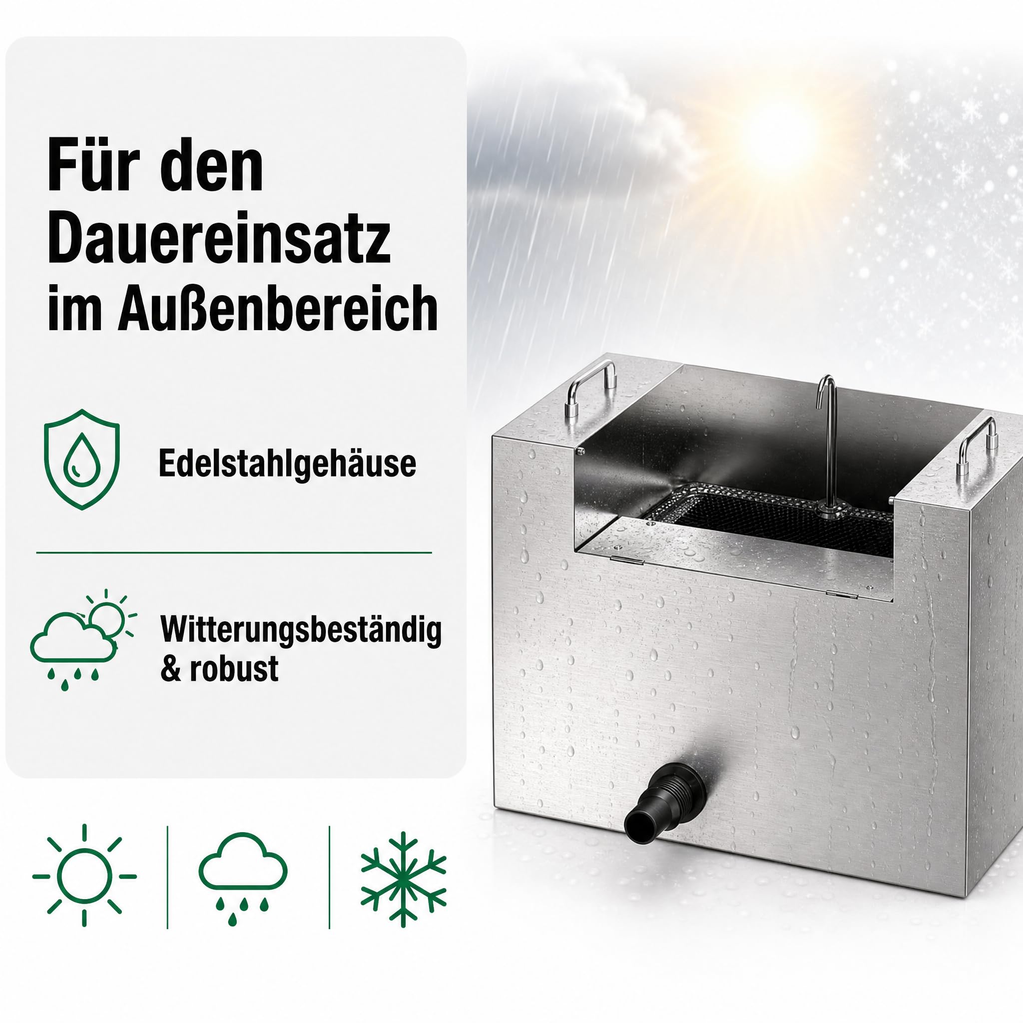 AquaOne Teichskimmer CSP-16000, schwimmender Oberflächenskimmer für Teiche & Koiteiche, integrierte 20.000 l/h Pumpe, großer 20–22 l Filterkorb, Edelstahlgehäuse