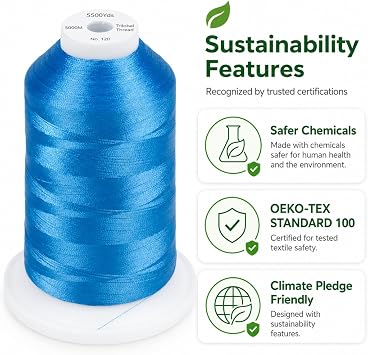 Simthread 5500Yds/5000M 40WT Polyester Embroidery Thread Electric Blue 420