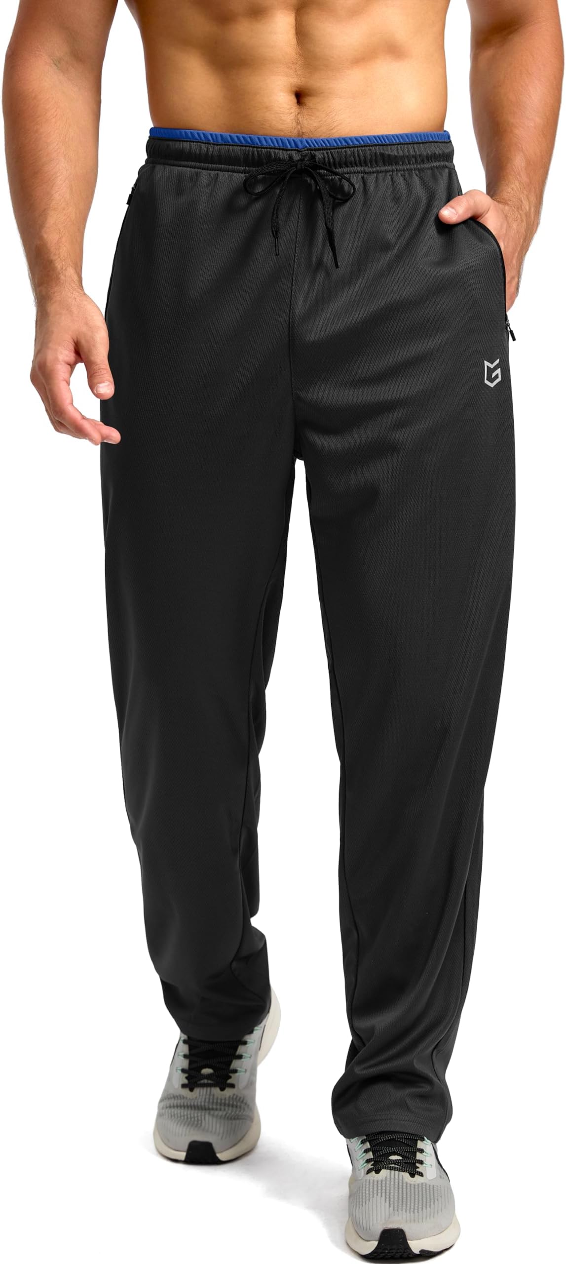Men's Sweatpants Mesh Lightweight with Zip Pockets Breathable Quick Dry Athletic Pants for Workout Running
