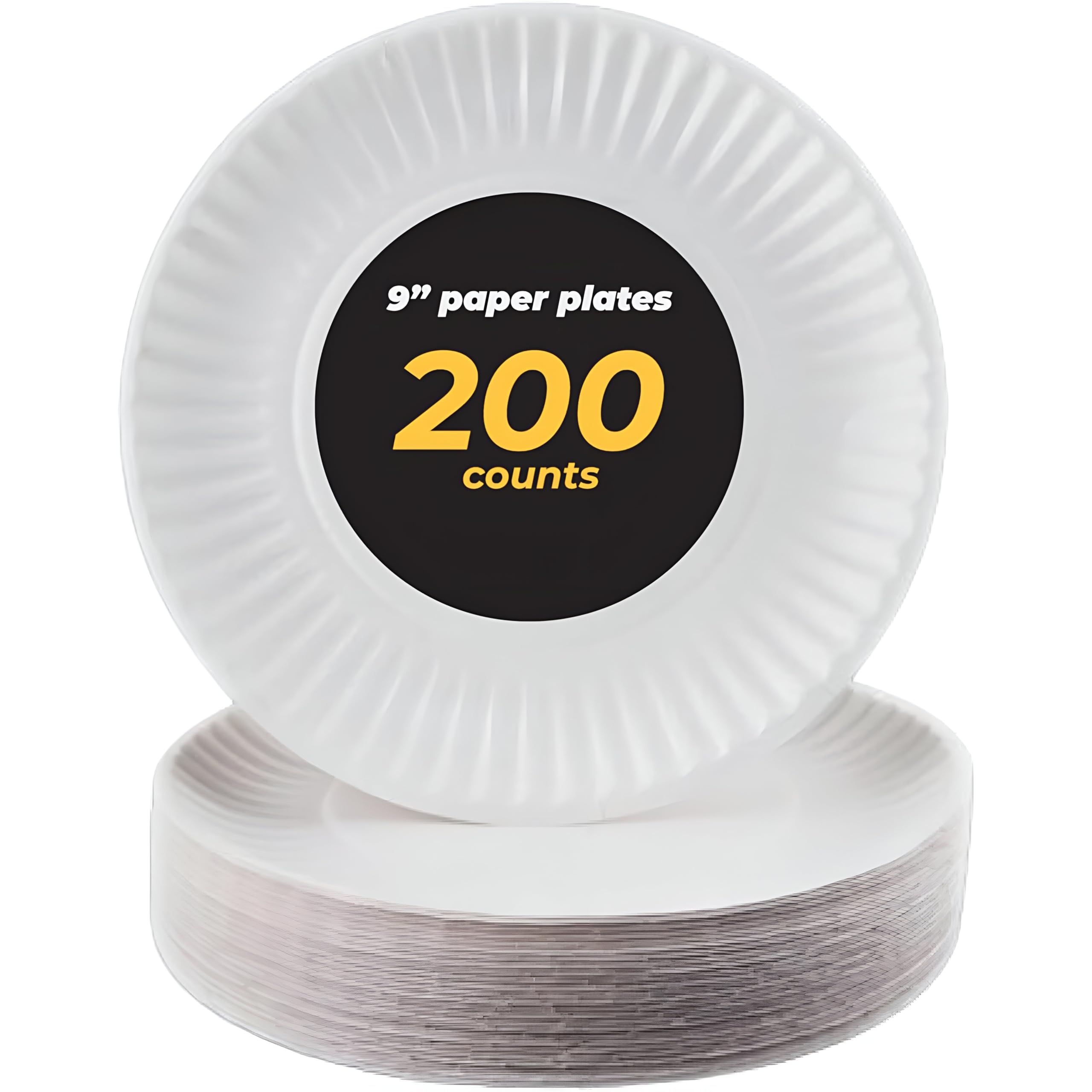 Perfect Stix 9" Uncoated Paper Plates- White, Pack of 200