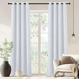 NICETOWN Room Darkening Privacy Doorway Curtains - Grommet Thermal Insulated Light Blocking Window Treatments for Bedroom/Living Room (W46 x L90, 1 Panel, Greyish White)