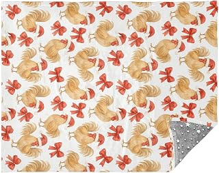 FRMG Christmas Chicken Bow-Knot Fluorescent Throw Blanket, Flannel, Gray, Printed, Lightweight, Super Soft,Comfortable All Seasons A2307302