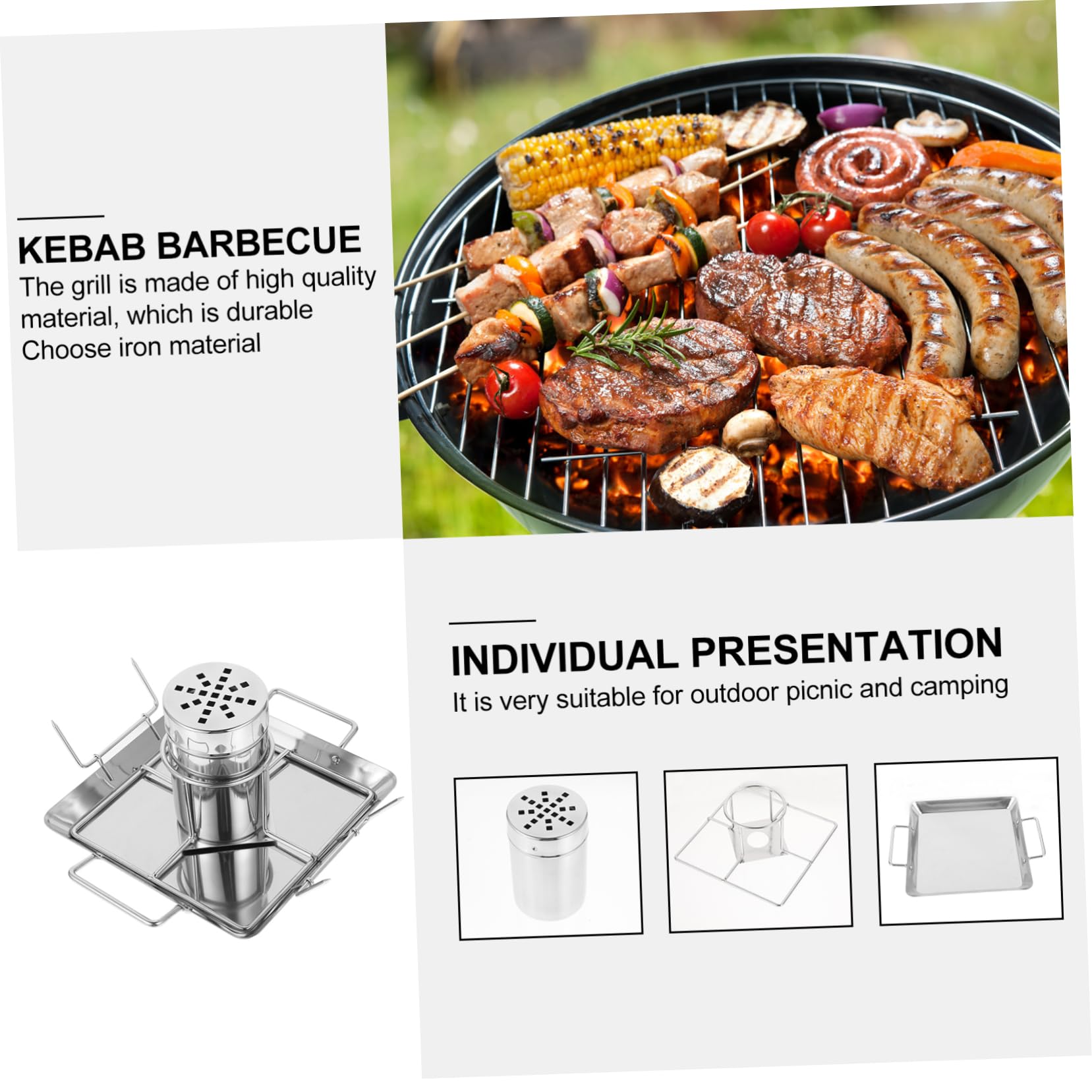 Patelnia Do Pieczenia Ruszt Do Grilla Stojak Do Grilla Na Zewnątrz Kemping Grill Uchwyt Do Pieczenia Kurczaka Nieprzywierający Srebrny