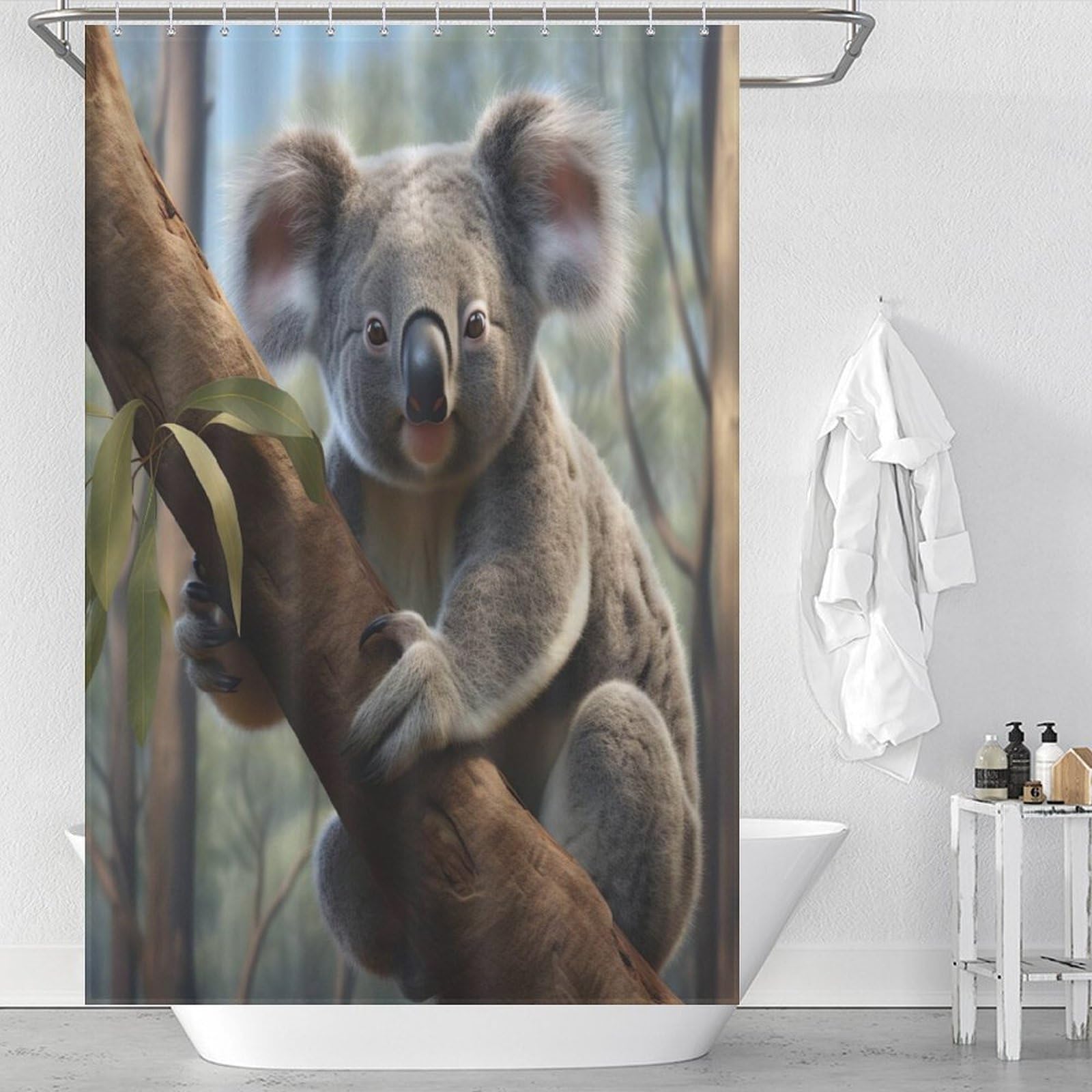 Rideau de douche Koala rideau baignoire lavable en tissu de 122x183cm