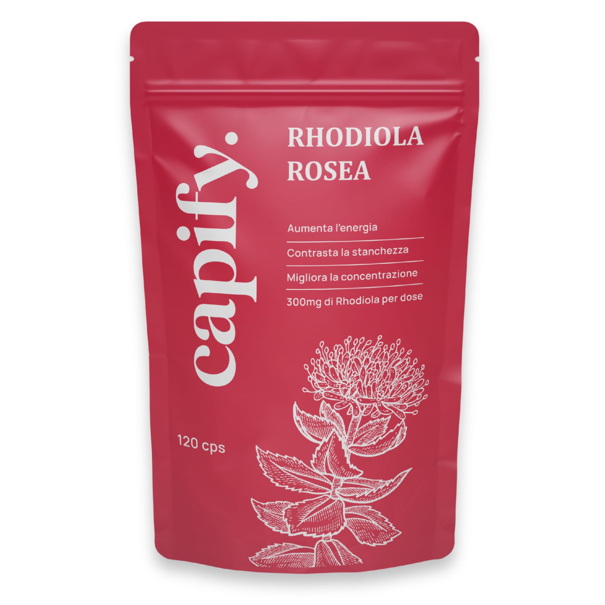 Capify. Rhodiola Rosea - Contro Stanchezza Fisica e Mentale - Estratto di Rodiola Rosea ad Alto Dosaggio - 120 capsule - Made in Italy