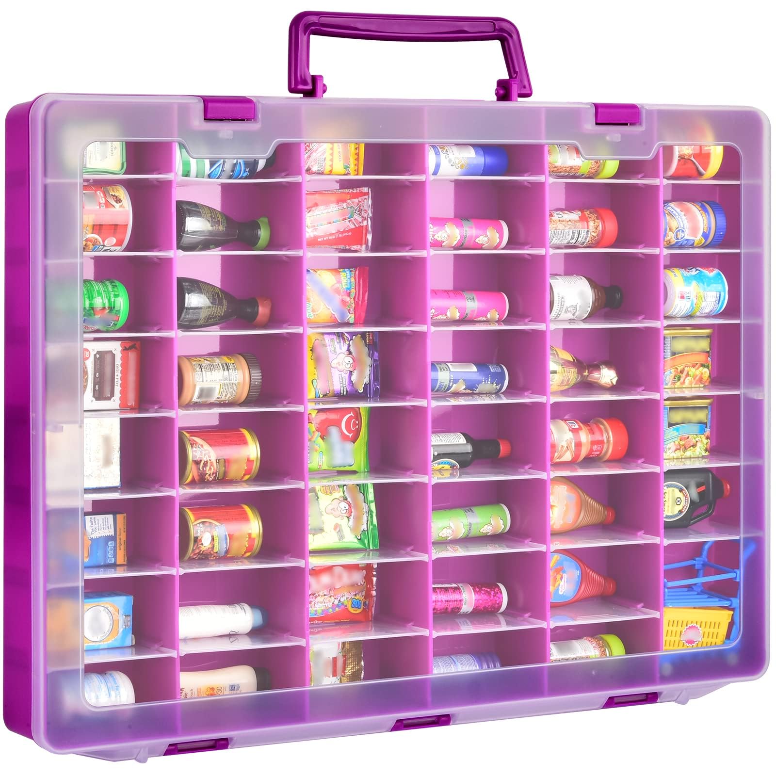 Case Compatible with 5 Surprise for Mini Brands Toys Series 1 2 3 Mystery Capsule Real Miniature Collectible Kit Storage for Littles, for Mini Mart Collection Organizer(Box Only) Purple