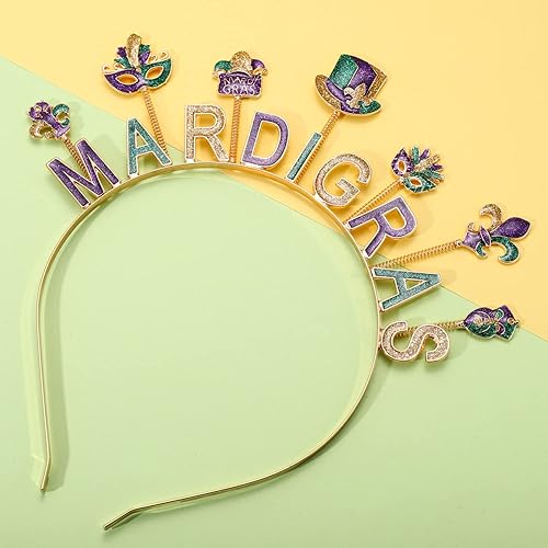 Miniatura 7 de CEALXHENY Diademas de Mardi Gras para mujer, accesorios de Mardi Gras, máscara de flor de Lis para el cabello, carnaval, desfile de fiesta