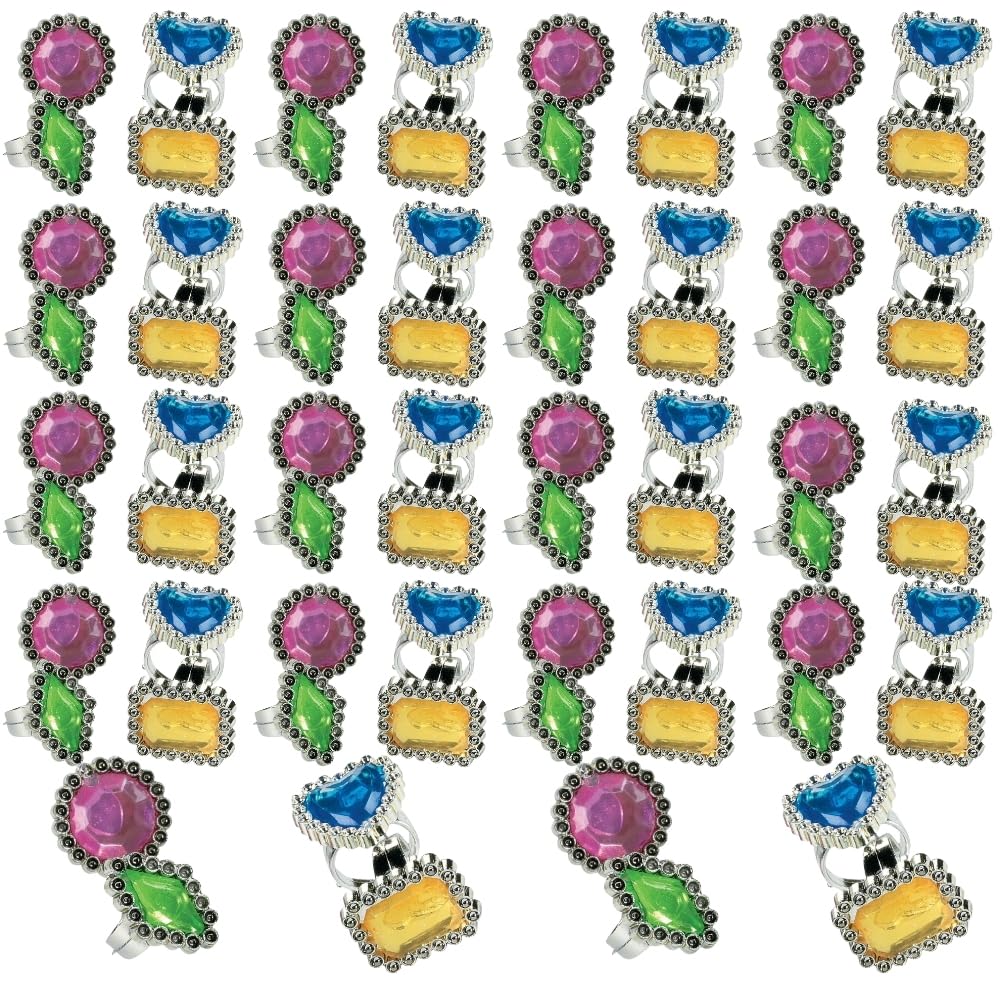 Fun Express Colorful Rhinestone Rings (6dz) - Jewelry - Jewelry General - Rings - 72 Pieces