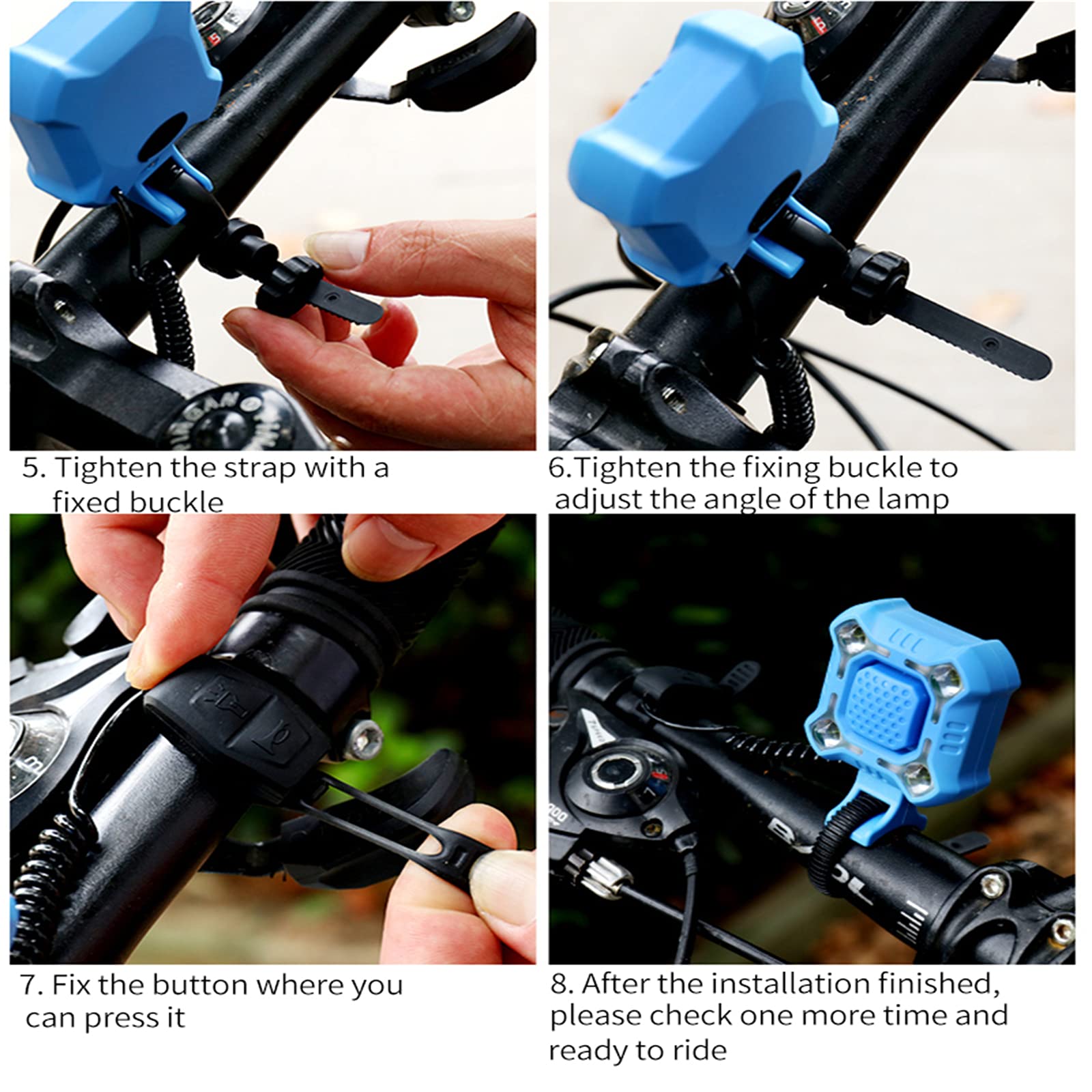 Vélo Bell 4 Lampe Vélo Lumière Klaxon Électrique Étanche Alarme Forte Sécurité Vélo Cloche