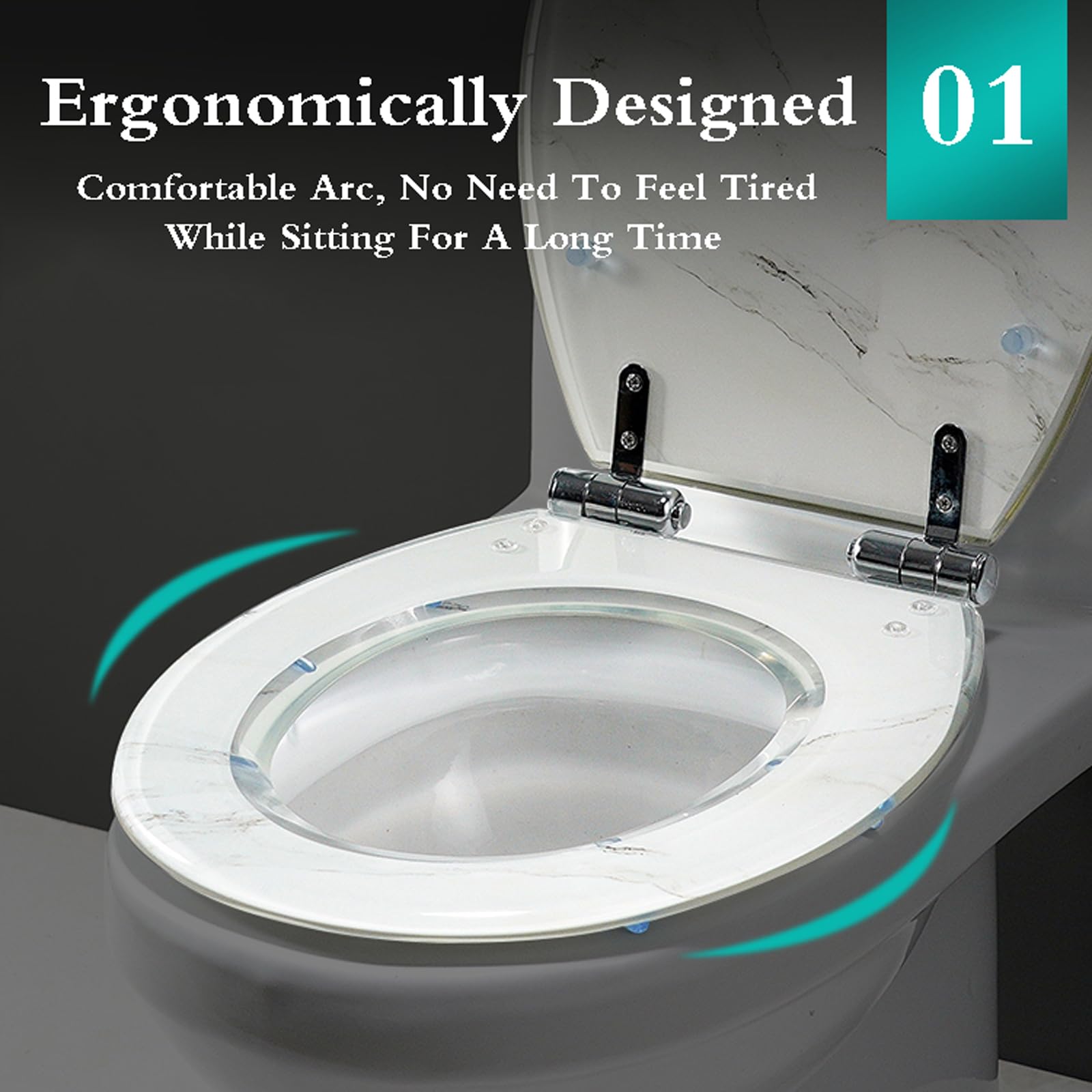 Asiento De Inodoro De Resina,Tapa WC Universal,Tapa WC,Resina Tapa De Tapadera WC,Tapa Inodoro Cierre Suaves,Asiento Universal para WC,con Bisagra De Acero Inoxidable,Fácil De Limpiar