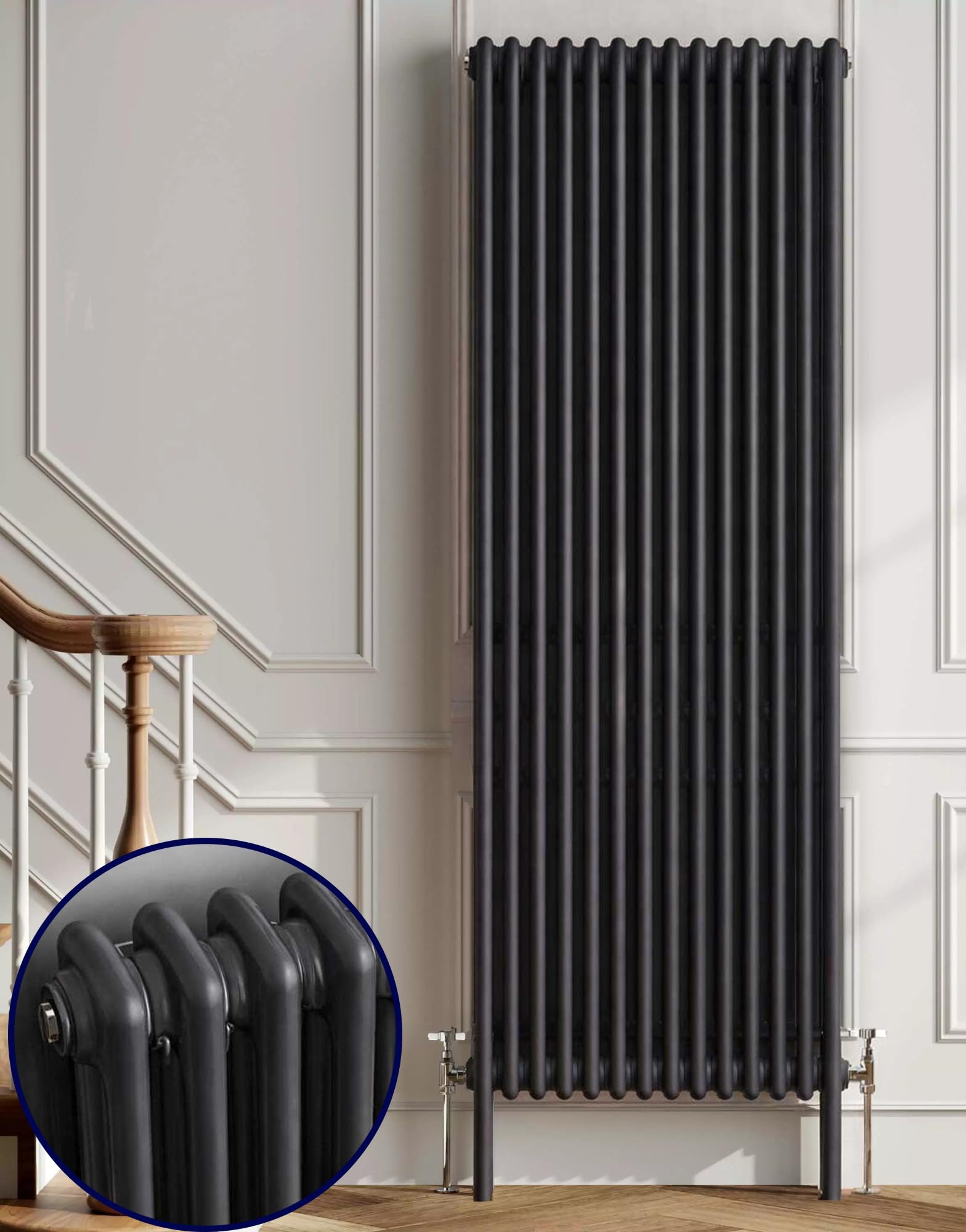 Soportes de radiador de columna tradicionales, 4 unidades, antracita (100 mm (A) x 70 mm (B) x 65 mm (C) x 55 m (profundidad)