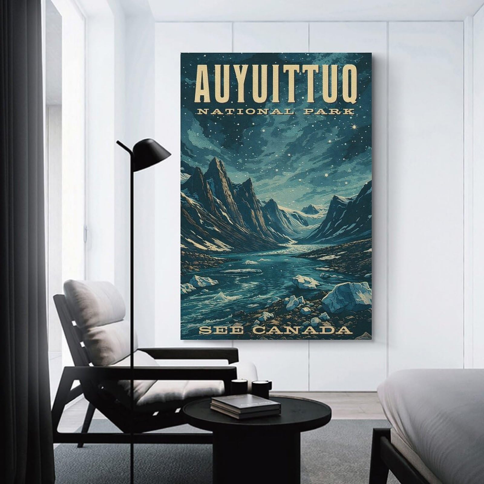 Junmoney Canvas Wall Picture Auyuittuq National Park Vintage, 08x12inch(20x30cm), for Study, Office Or Focused Interiors, Wall Art That Adds Style to Work Areas