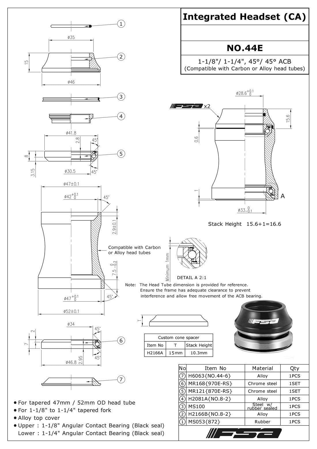 Amazon.co.jp: FSA Orbit C-33 Integrated Headset Fit 1-1/8Inches to