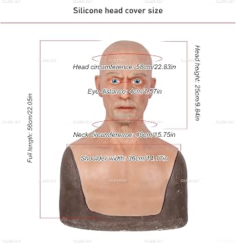 Realistic Old Man Silicone Head Mask - Full Head Mask for Halloween, Costume Party and Theatrical Performance