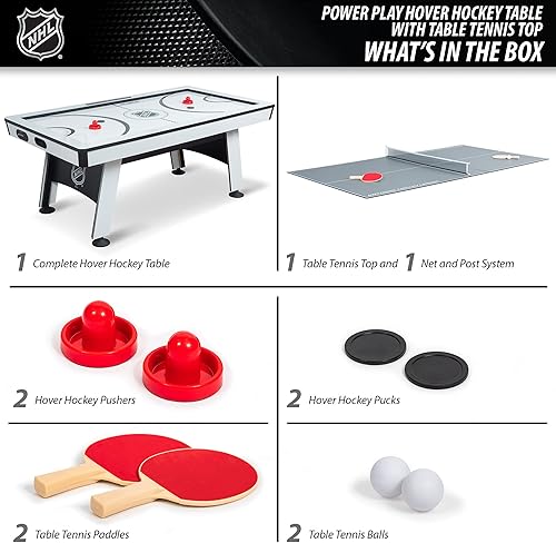 Miniatura 2 de Juego de mesa de juego de hockey de aire con parte superior de tenis de mesa, NHL de 80 pulgadas, Power Play 2 en 1, estilo arcade, puntuador