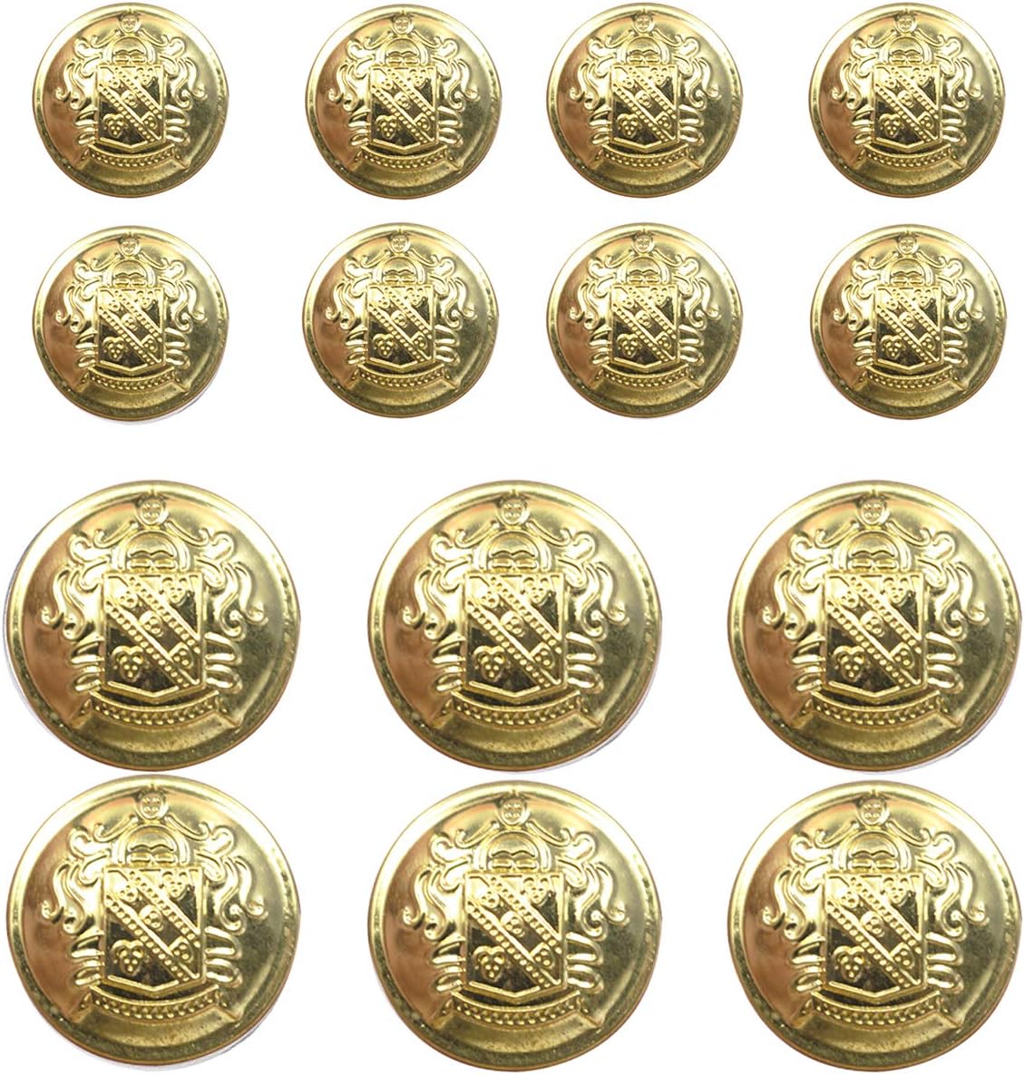 KENDANY 14 Piece Metal Blazer Button Set - for Blazer, Suits, Sport Coat, Uniform (Gold 0.7 inch-0.9 inch)(18mm-23mm)