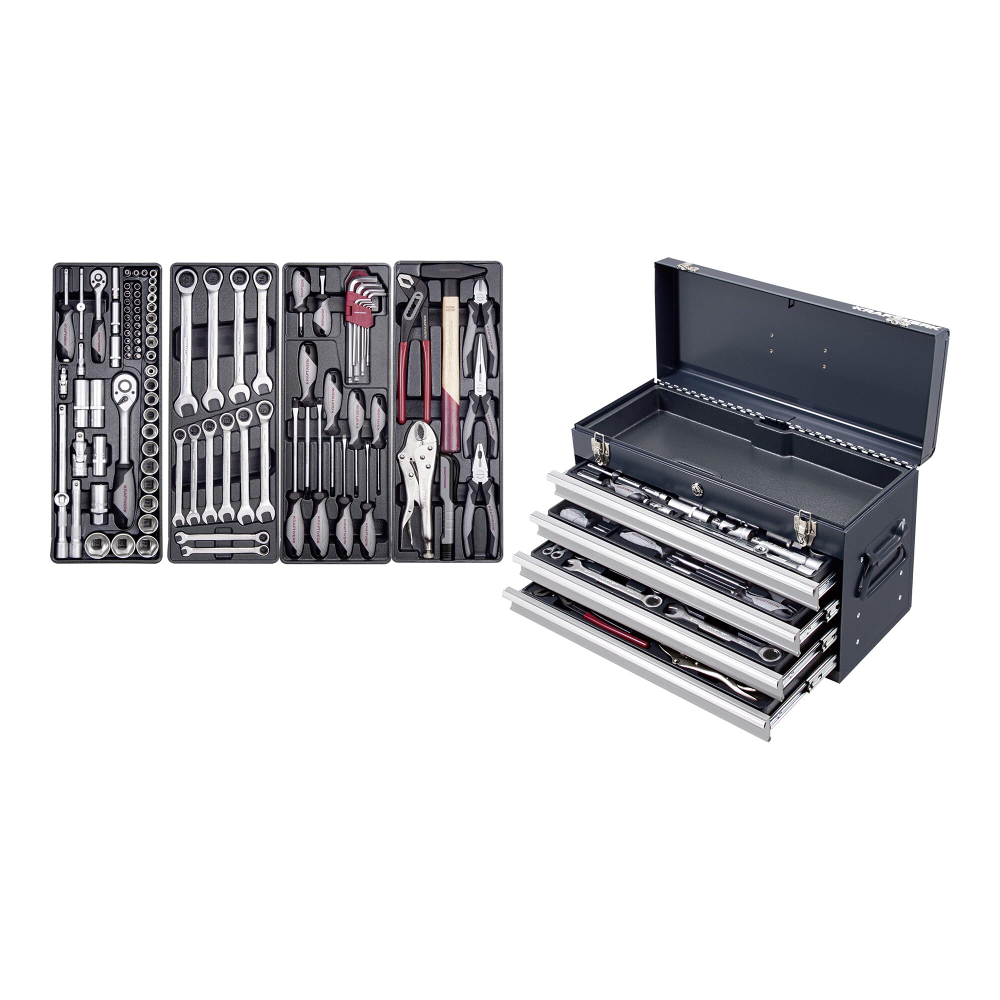 Caja de herramientas Basic-Line, 1/4" + 1/2", 100 pzas.